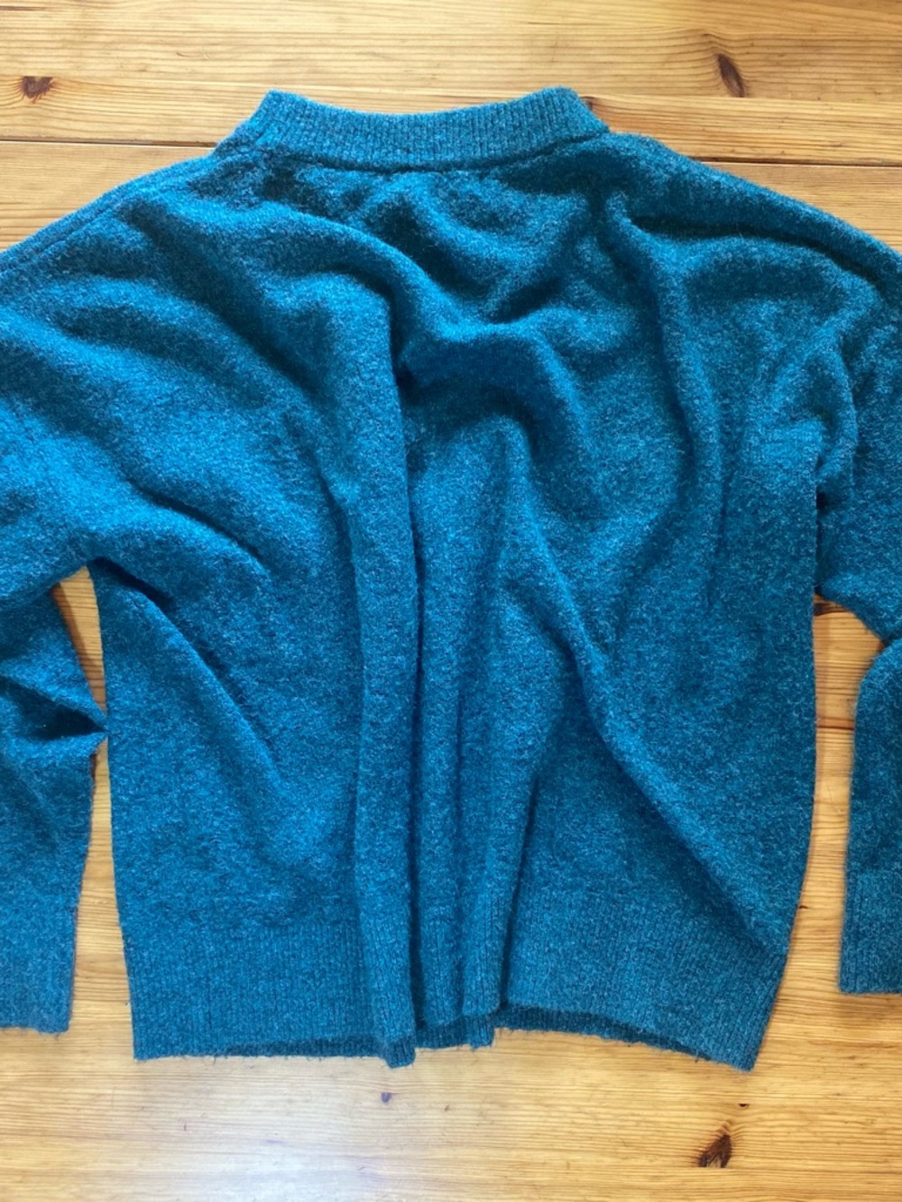 NATURAL LIFE Knit Intarsia Flower Crewneck Wool Blend Seafoam Sweater Size XL - Picture 6 of 8